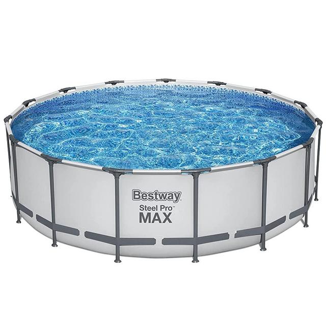Bestway: Steel Pro MAX 15' X 48" Above Ground Pool Set - 4231 Gallon, Outdoor Family Pool, Corrosion & Puncture Resistant, Includes Filter, Pump, Ladder & Cover