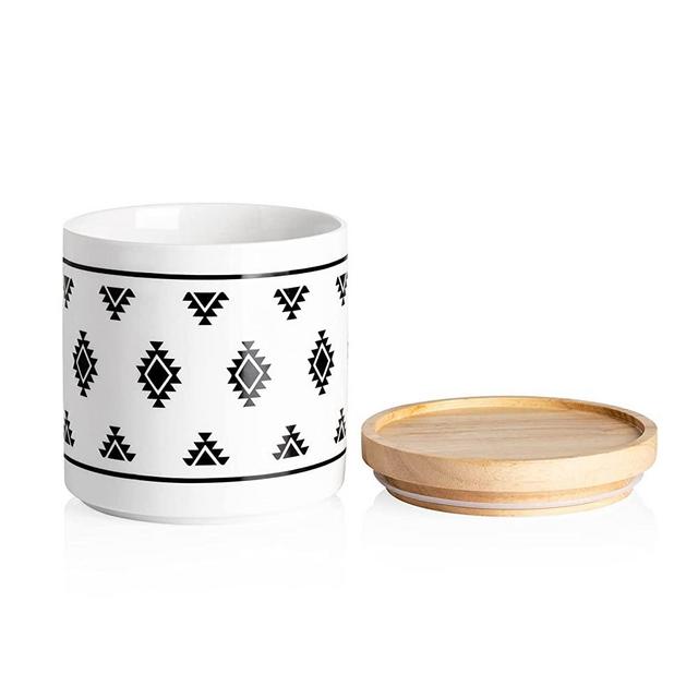 SWEEJAR Kitchen Canisters Ceramic Food Storage Jar, Stackable Containers with Airtight Seal Wooden Lid for Serving Coffee Bean, Flour, Tea, Spice and More - 39 FL OZ (Painting)