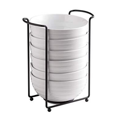 28 Ounce Porcelain Soup Bowl Set with Serving Stand Large Bowl for Cereal Soup Salad with Bowl Organizer, 6 pack