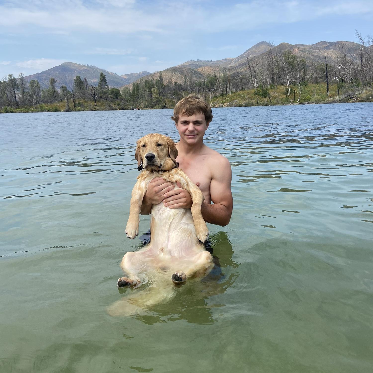 Bo & Dad going for a swim in Whiskeytown