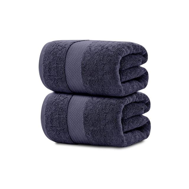 White Classic Luxury 100% Huge Cotton Bath Sheets Set of 2 - 35x70" Navy