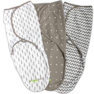 Swaddle Blanket, Adjustable Infant Baby Wrap Set by Ziggy Baby, 3 Pack Soft Cotton in Grey