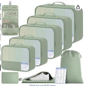 BAGAIL 9 Set Packing Cubes with Packing List Luggage Packing Organizers for Travel Accessories (Matcha Green)