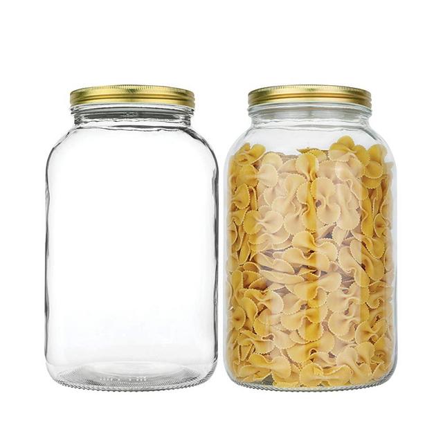 2 Pack - 1 Gallon Glass Mason Jar Wide Mouth with Airtight Metal Lid - Safe for Fermenting Kombucha Kefir - Pickling, Storing and Canning- BPA-Free Dishwasher Safe- Made in USA By Kitchentoolz
