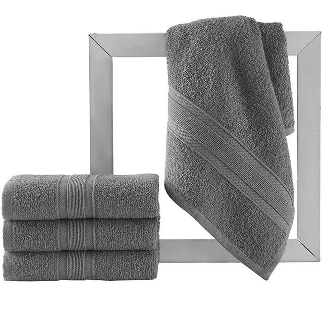 All Design Towels Quick-Dry 4 Pieces Grey Hand Towels - Highly Absorbent 100% Turkish Cotton - Perfect Lightweight Towel for Bathroom, Kitchen, Guests, Pool, Gym, Camp, Travel, College Dorm, Shower
