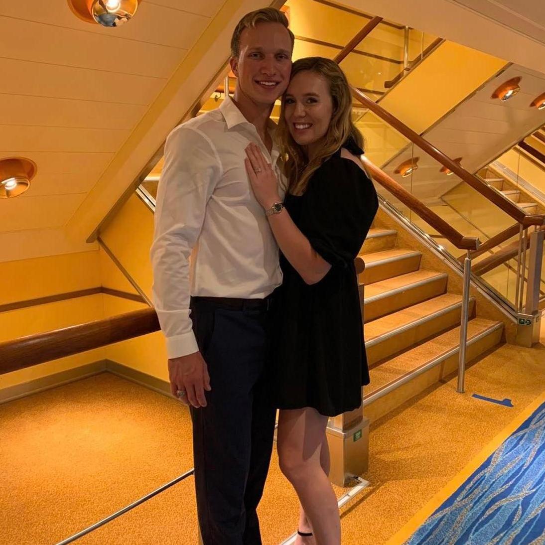 Just after Sean "popped the question" aboard an ocean liner in the Gulf of Mexico.