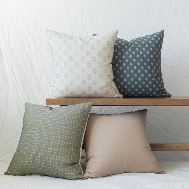 Woven Nook - Modern & Luxurious Decorative Boho Throw Pillow Covers - Durable Quality & Machine Washable - 100% Cotton Canvas - Henley Set - 4 Pack (18x18)
