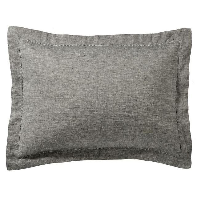 Heathered Charcoal Belgian Flax Linen Shams, Standard, Set of 2