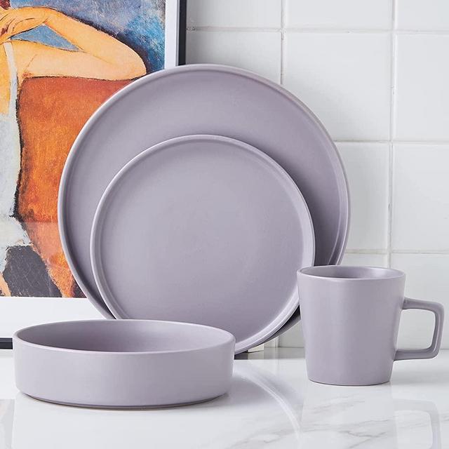 Stone lain Cleo Stoneware Dinnerware Set, 32-Piece Service for 8, Light Gray