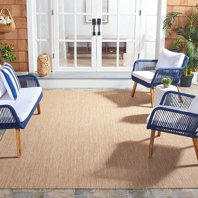 SAFAVIEH Courtyard Collection CY8521 Indoor/ Outdoor Non-Shedding Easy Cleaning Patio Backyard Porch Deck Mudroom Area Rug, 8' x 10', Natural / Cream