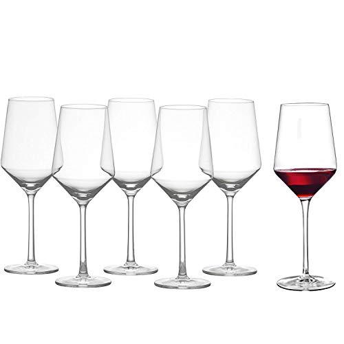 Red Wine Glasses,Hand Blown,Lead-free Clear Crystal Glass,18-Ounces,Beaujolais,Long Stem,Set of 6