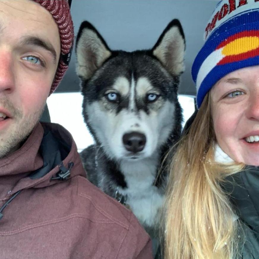 First snow day of 2020 in October with our dog Estes