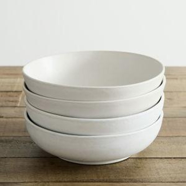 Kanto Stoneware Pasta Bowl Sets, ice white set of 4