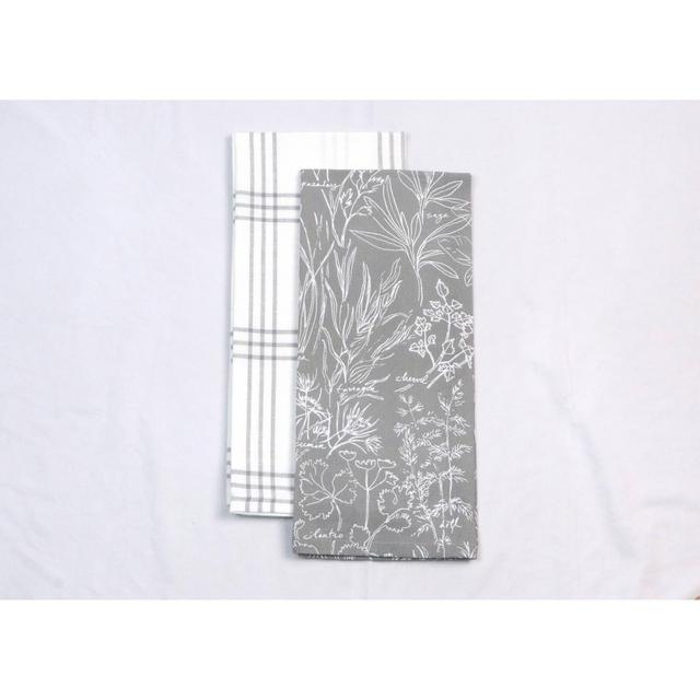 2pk Cotton Printed Kitchen Towels Gray - Threshold™