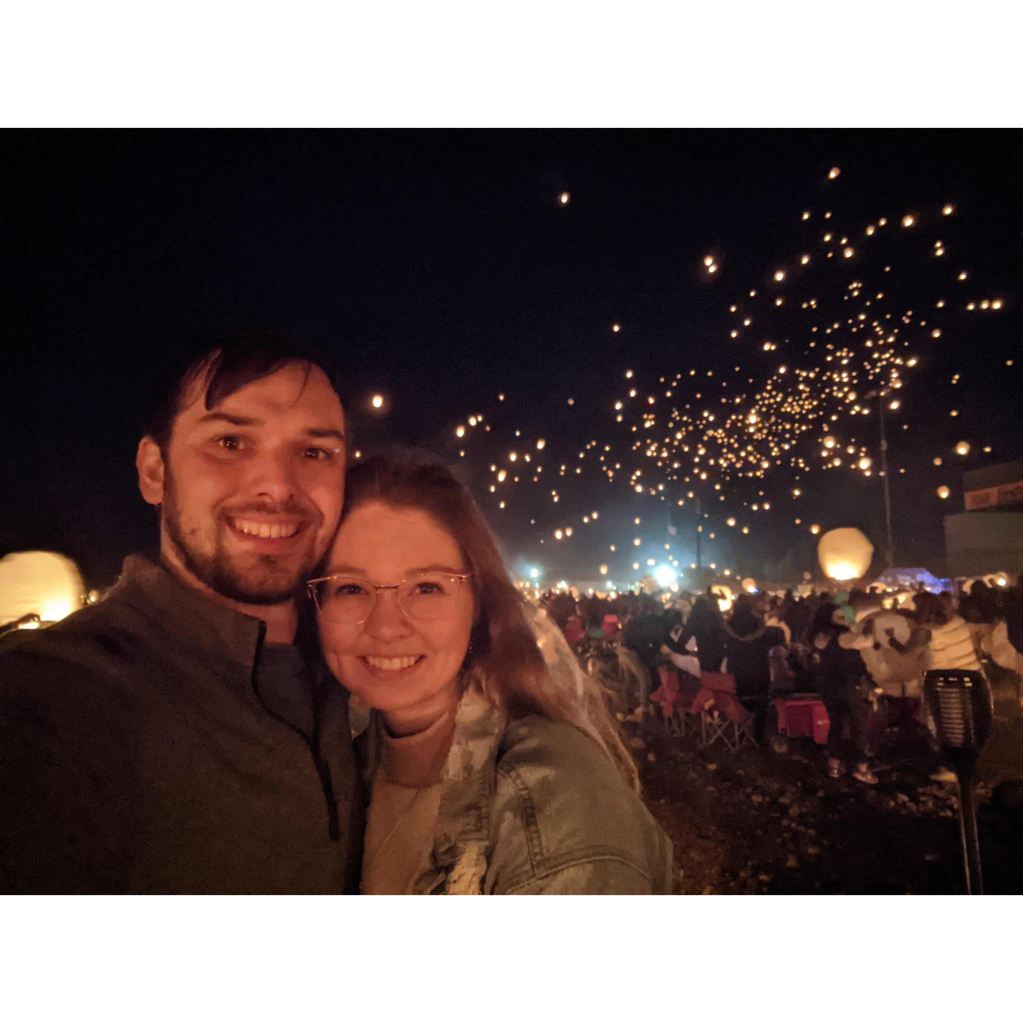 Getting one of those lanterns into the sky is not as easy as you'd think... Klara's went up in flames and Spencer's hit someone before ascending! Got to cross it off the bucket list though!