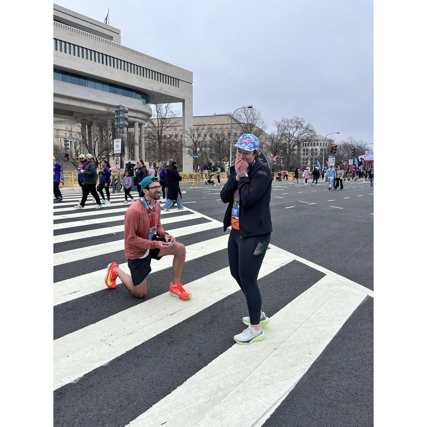 March 2025 - Zack shocked Rachel by proposing in front of their friends and family after racing the Rock n Roll half marathon in DC
