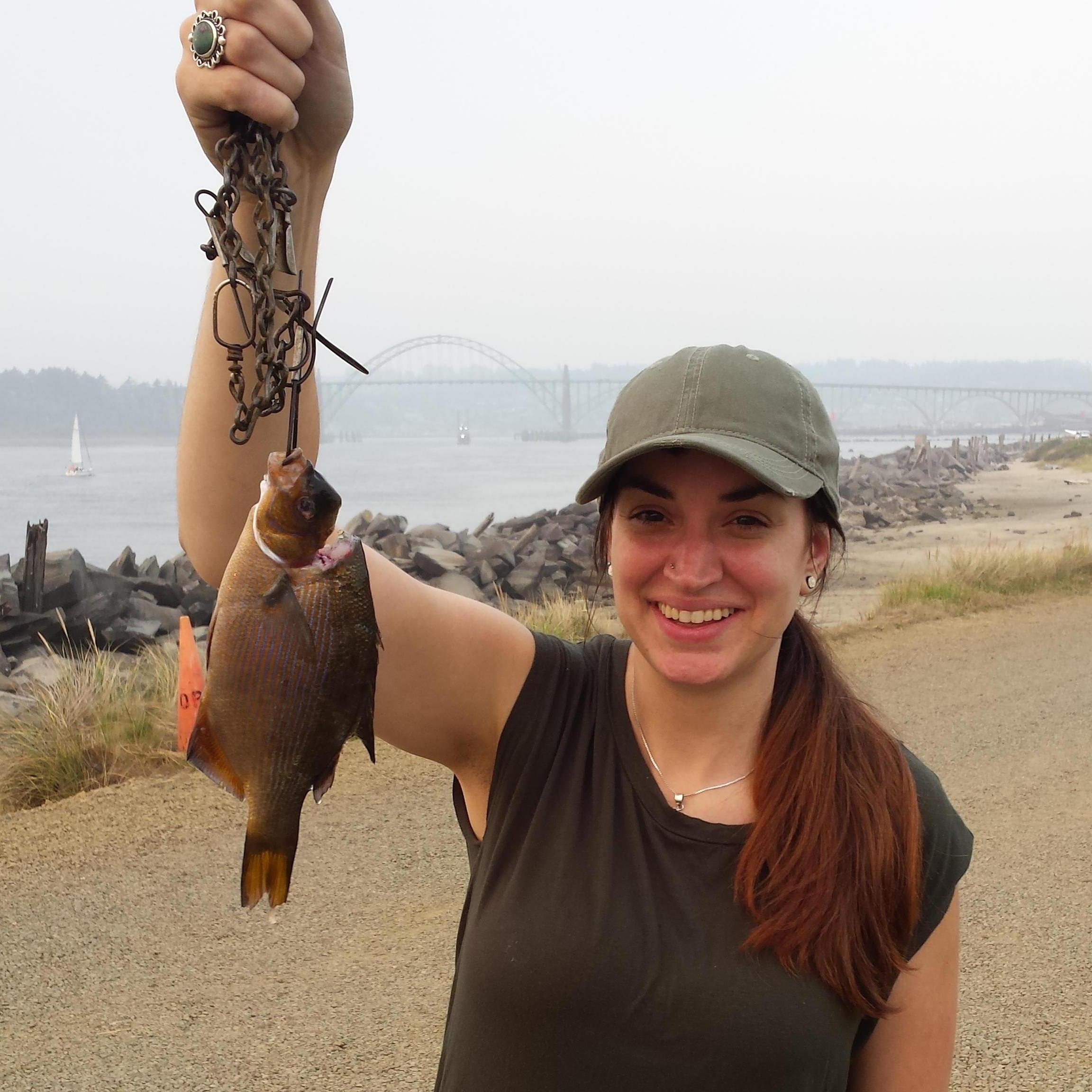 We went fishing off the Newport Jetty where Stacey caught her first fish