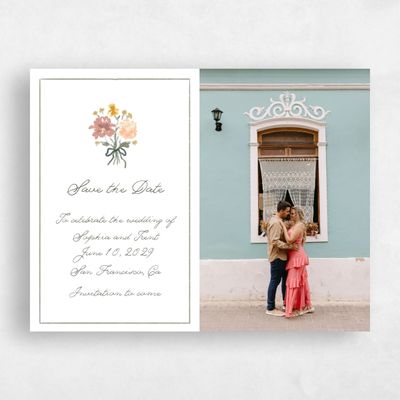Dark Sage, Green Wedding Save the Date - Flor Photo