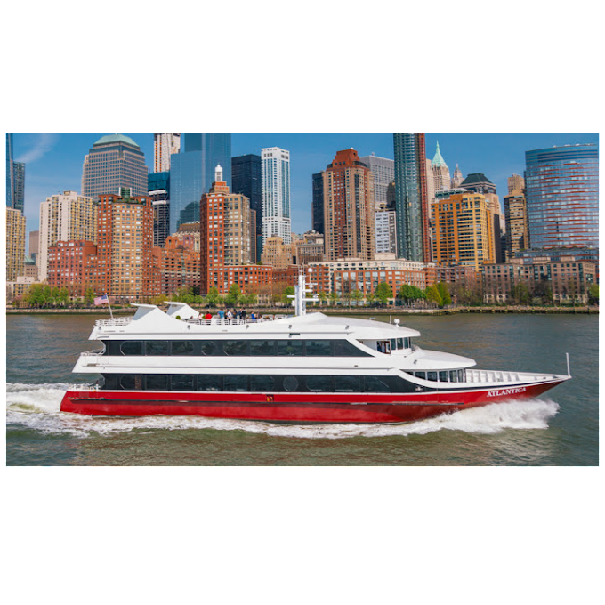 The yacth sailing in the New York Harbor