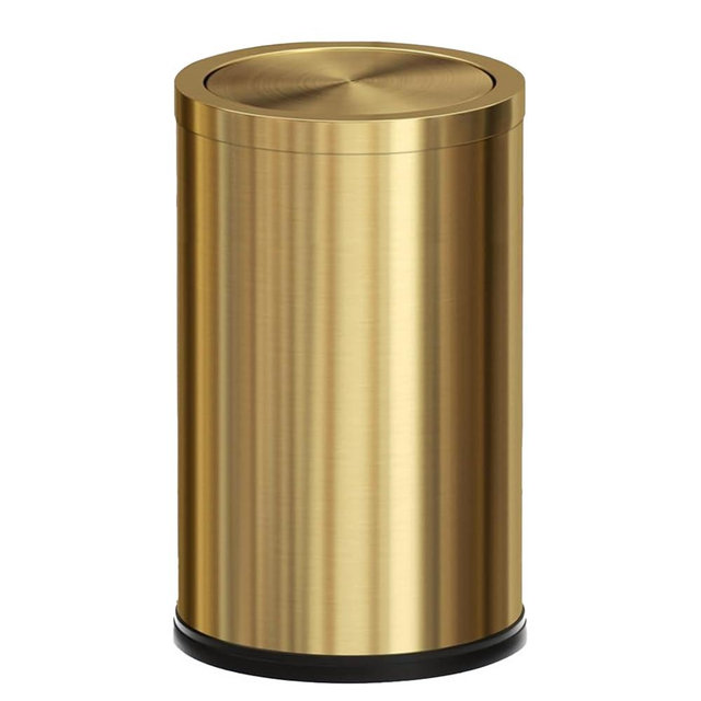 LEASYLIFE 18L/4.7GAL Gold Bathroom Trash Can with Lid,Brass Garbage Can with Flipping Lid,Brushed Stainless Steel for Bedroom,Living Room,Office,Guest Room (4.7gal-Gold)