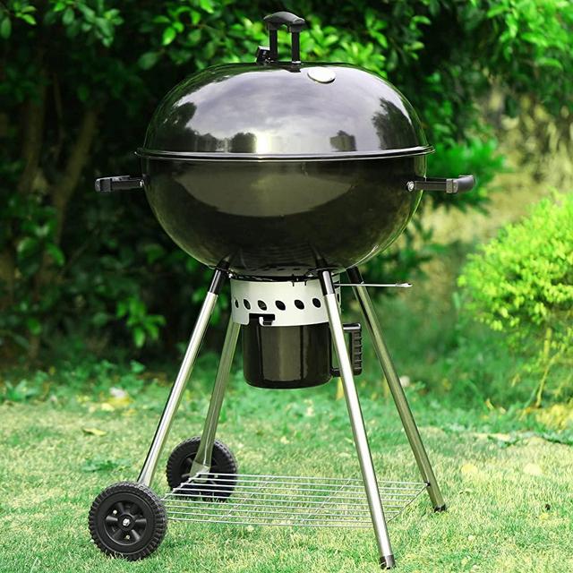 Captiva Designs 22-inch Kettle Charcoal Grill, BBQ Grill with Porcelain-Enameled Lid and Bowl, Extra Thick Chromplated Grate, Slid-out Ash Catcher for Outdoor Cooking, Picnic, Patio, Backyard