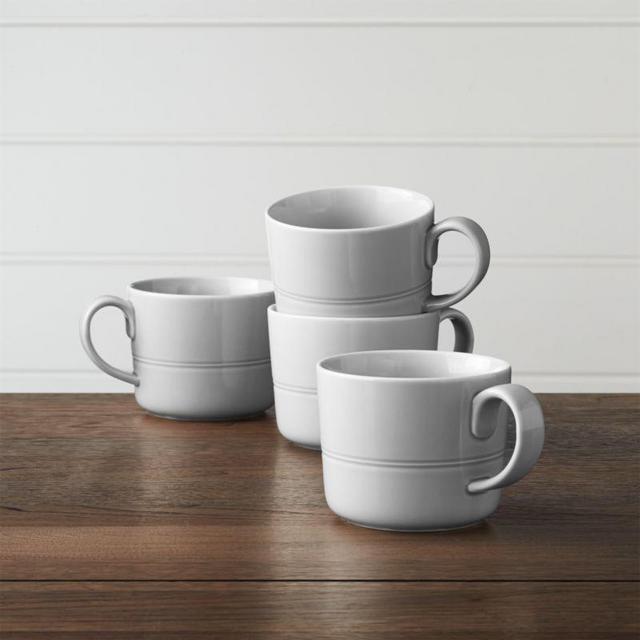 Hue Light Grey Mugs, Set of 4