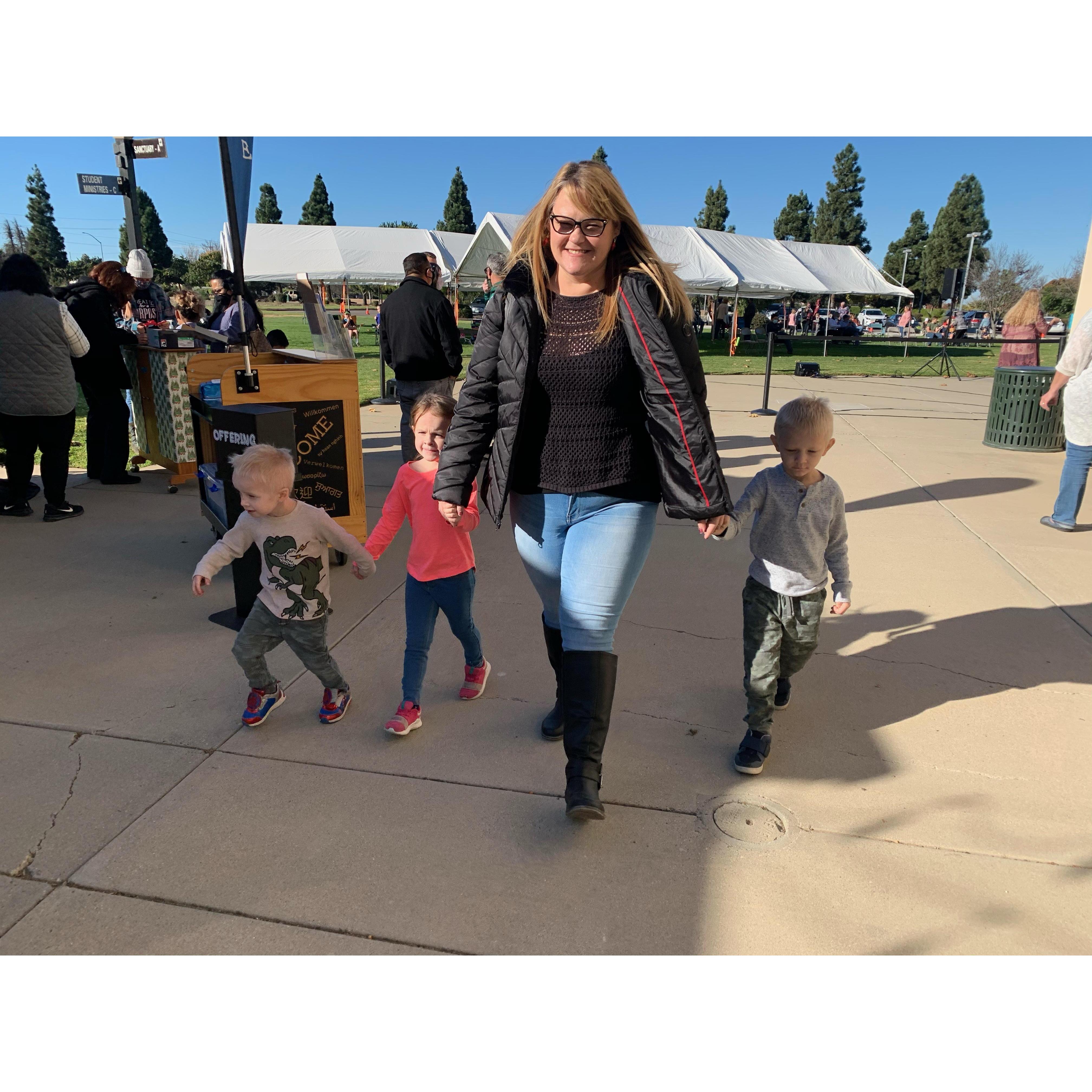 We (finally!) got to take the kids to church in December when our church finally reopened an outdoor children's ministry class.