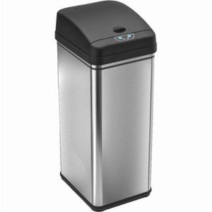 iTouchless - 13-Gal. Touchless Trash Can - Stainless Steel/Black