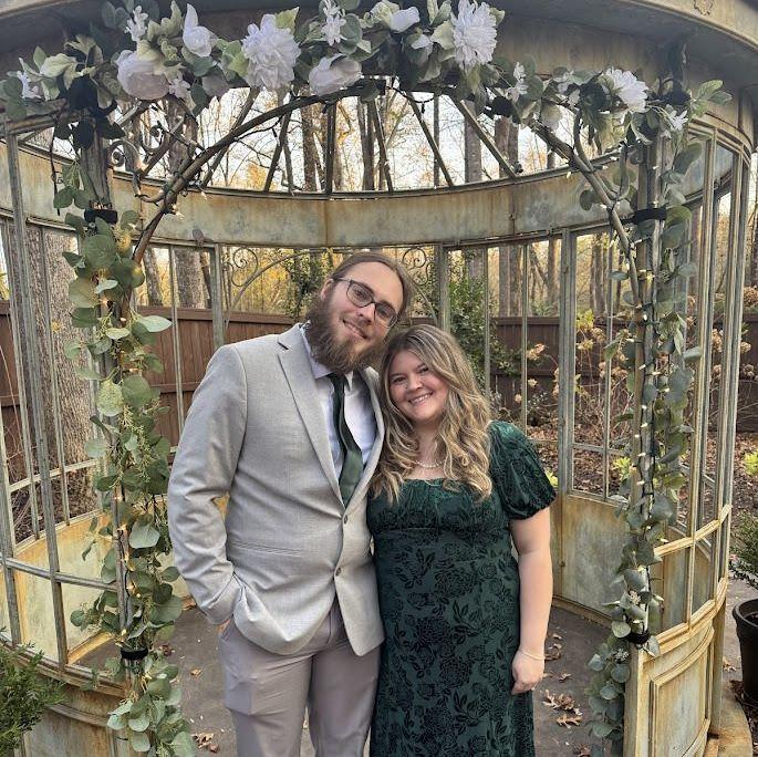 Taken at our sweet friend's wedding. Just over 90 days from our own wedding!