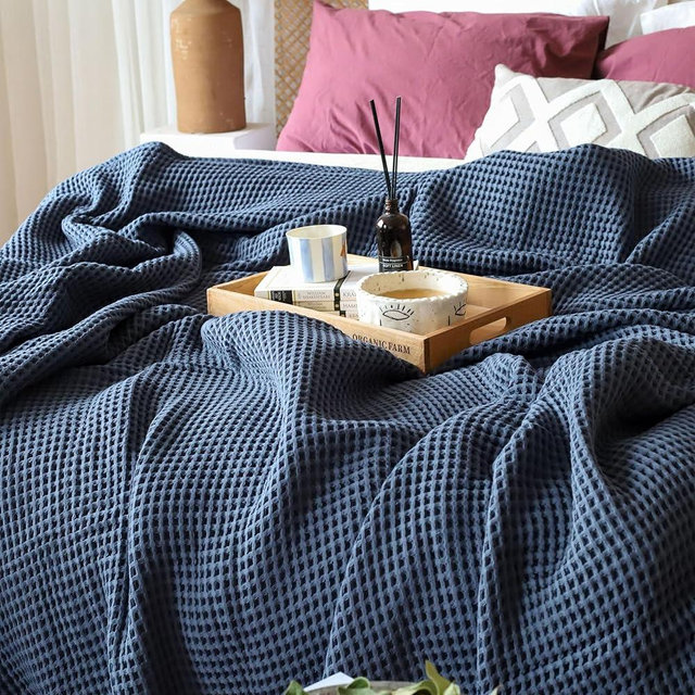 Viva Maison Pure 100% Turkish Cotton Waffle Blanket for Bed Queen XL Size, Luxury Bedspread, Soft Bed Blanket Throw Anthracite (Anthracite, Queen XL 95" x 102" Inch)