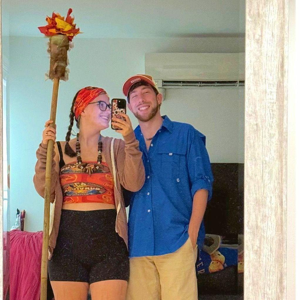 Another couples Halloween costume. Jeff Probst and a Survivor contestant. October 2024.