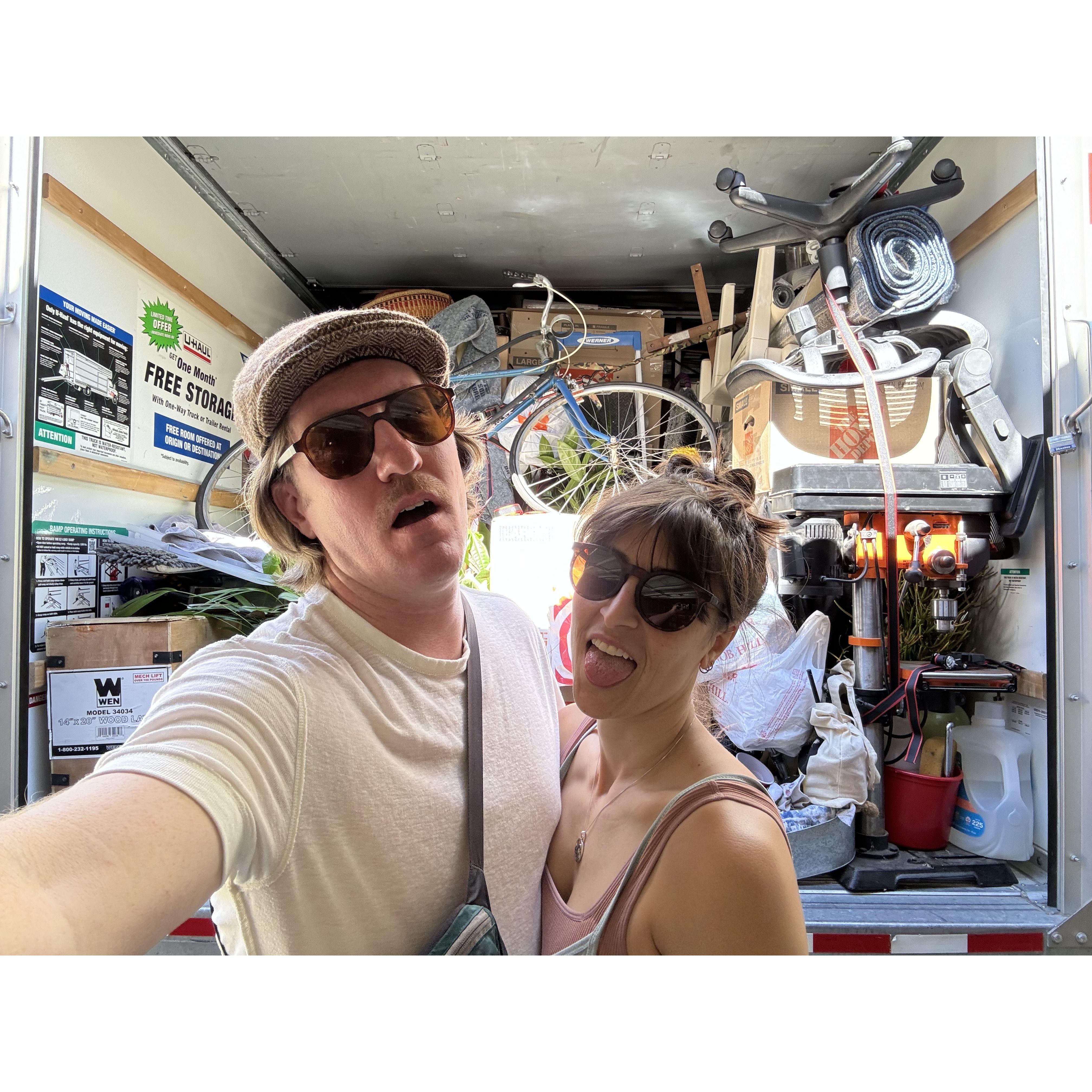 The last of our belongings and 75 house plants stuffed in the Uhaul.