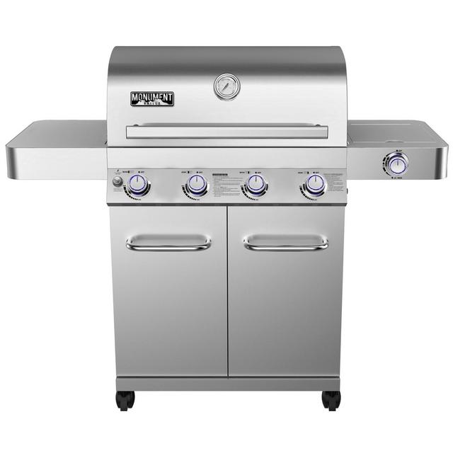 4-Burner Propane Stainless Steel Gas Grill with Rotisserie Kit Model 17842 - Monument Grills