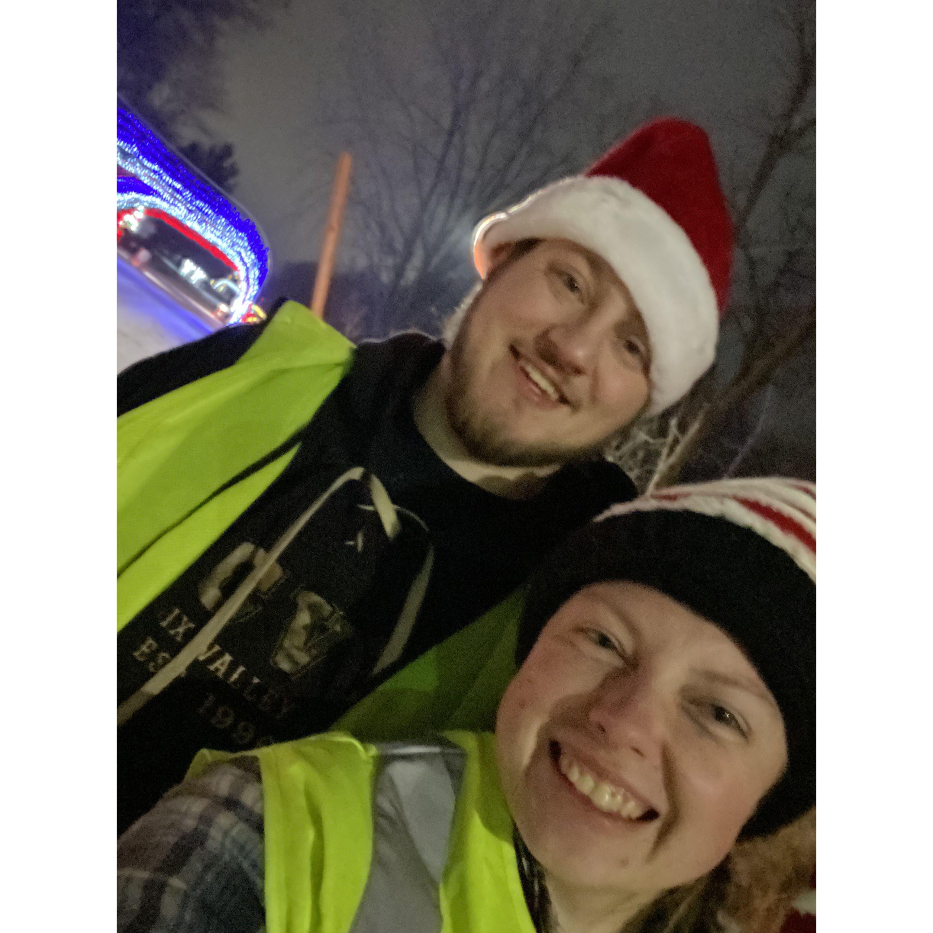 Always love volunteering together! 2025 Christmas Lights Tour at the Northland Arboretum- directing vehicles and handing out candy canes!