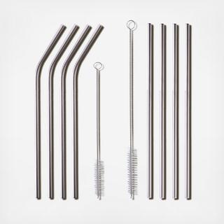 10-Piece Stainless Steel Straw & Brush Set