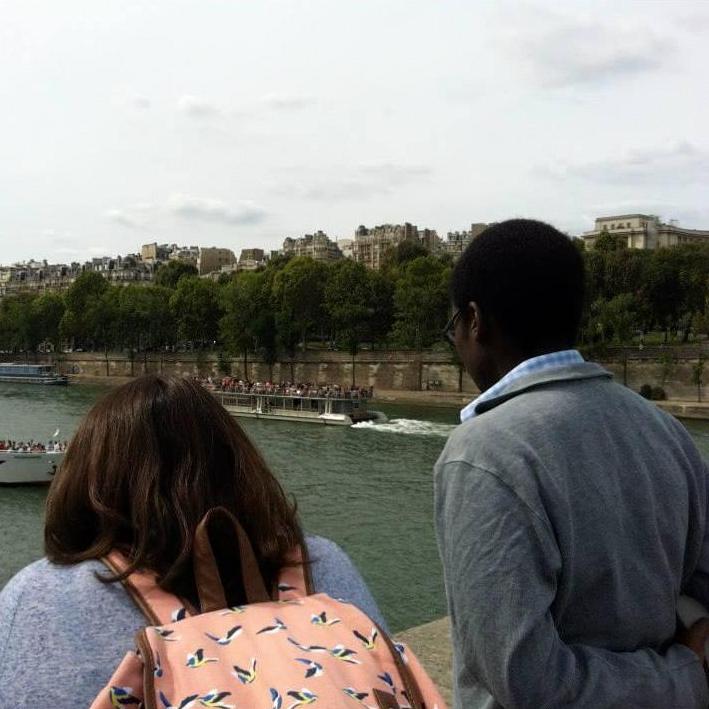 Looking out on the Seine.