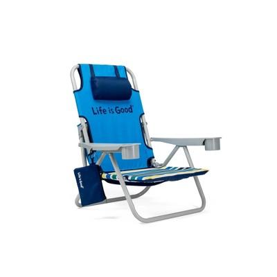 Aluminum Folding and Reclining Beach Chair Jake Blue - Life is Good