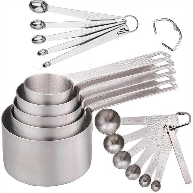 Smithcraft Measuring Cups and Spoons Set, 18/8 Stainless Steel Measuring Cups&Spoons for Kitchen and Baking, Dry and Liquid Metric&US Measuring Cups Spoons with Mini Measuring Spoons Set