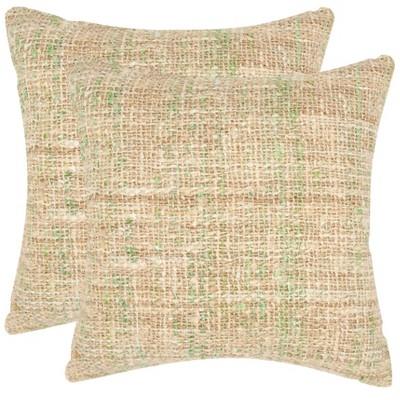 Set of 2 Carrie Square Throw Pillow Beige - Safavieh