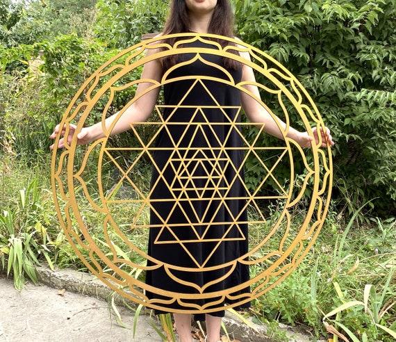 Sri Yantra wall art,Gold decor,Sacred Geometry,Mandala wall art