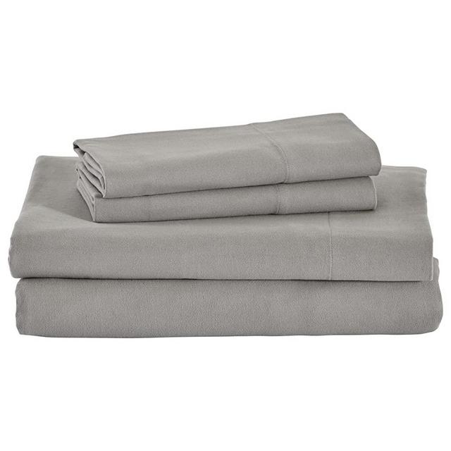 Amazon Brand – Stone & Beam Rustic Solid 100% Cotton Flannel Bed Sheet Set, Queen, Heather