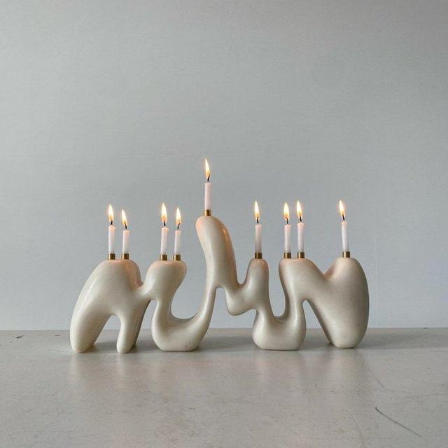 Menorah Sculpture II - Cream