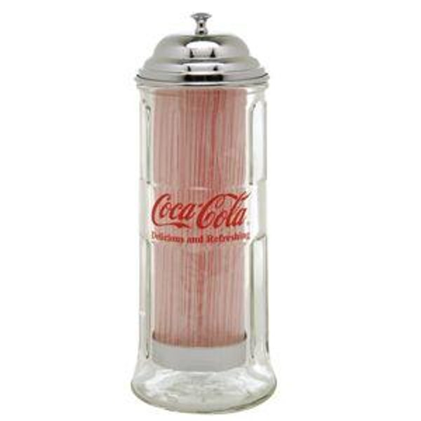 Coca-Cola Glass Straw Dispenser