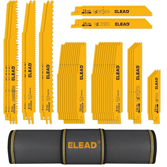 40-Piece Bi-Metal Reciprocating Saw Blade Set, Premium 4 & 6 & 9 Inch Wood & Metal Cutting Saw Blades with Storage Pouch, Long-Lasting Pruning Blades