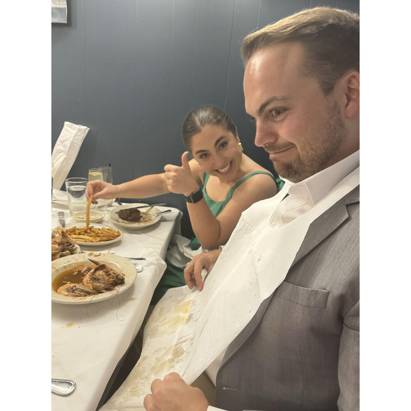 Steven enjoying BBQ shrimp in Nola!
