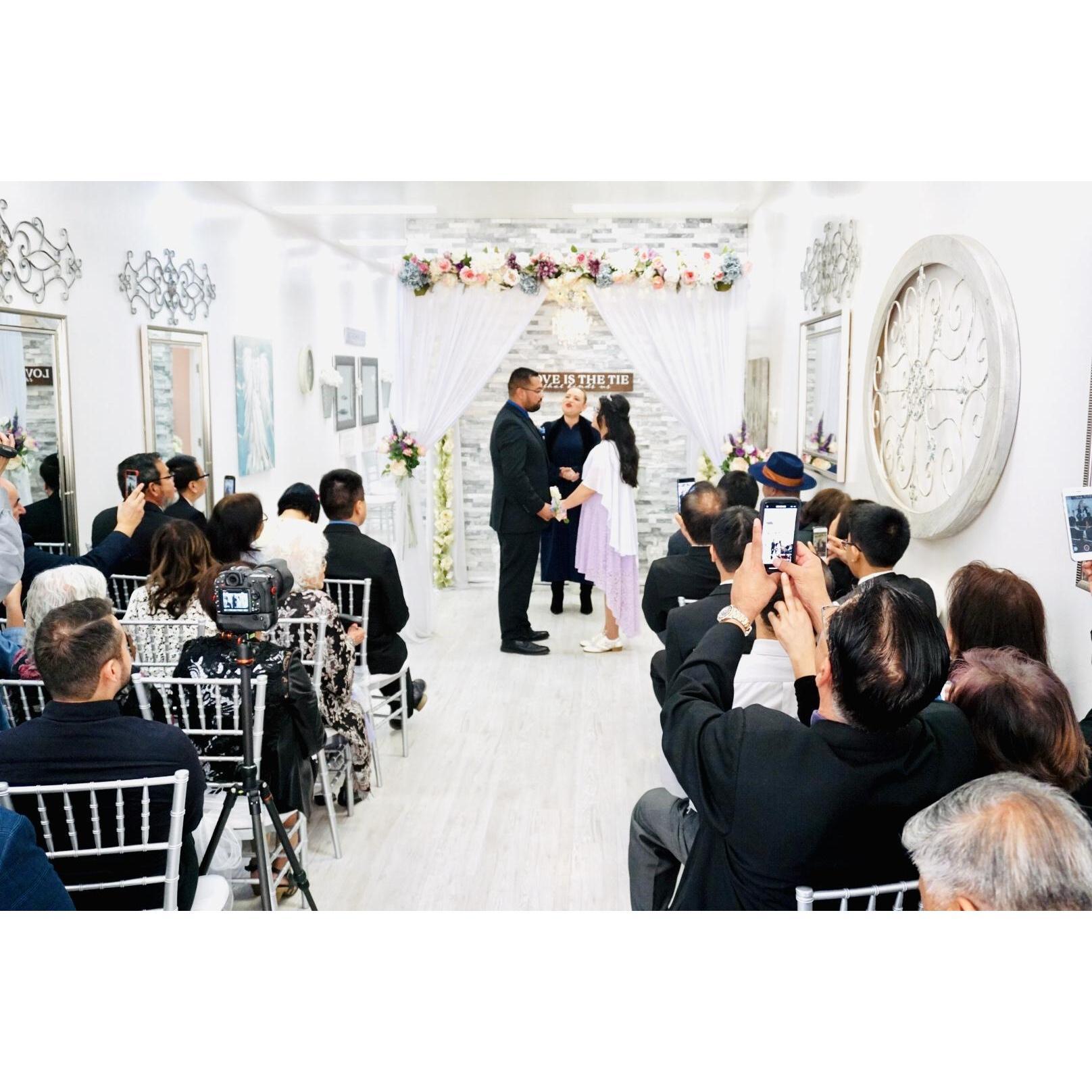The courthouse is closed on weekends, so we found a tiny chapel that could wed us on short notice.