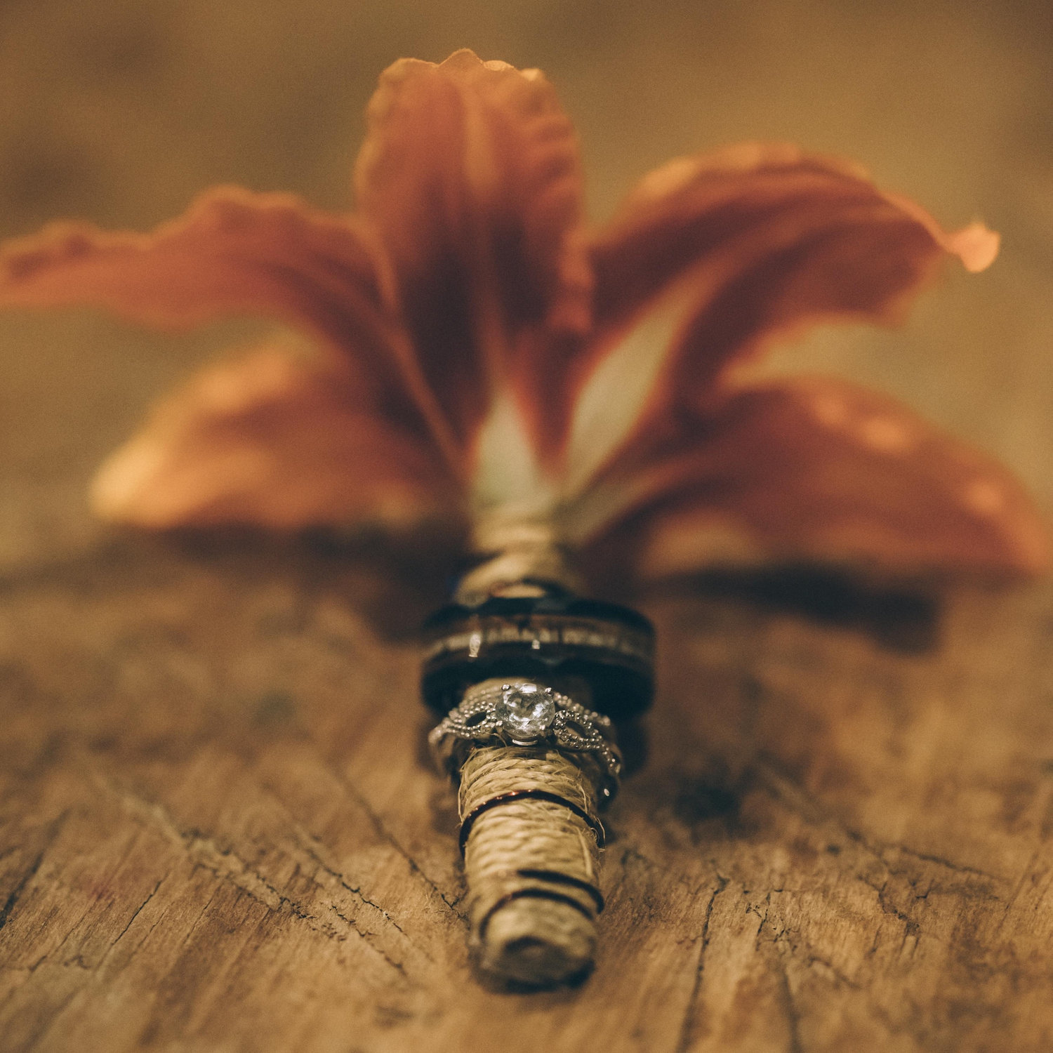 Tyler and Emily's rings on Tyler's boutonnière