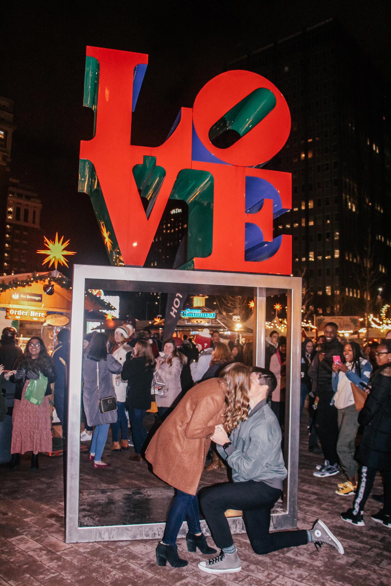 December 14, 2019: Evan proposed to LRT at love park