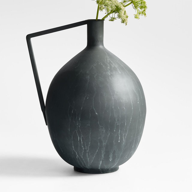 Corra One Handled Zinc Vase 15"