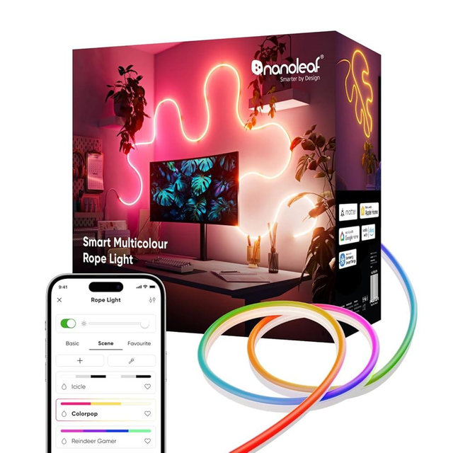 Nanoleaf Essentials LED Rope Light, Smart Neon Rope Light Works with Matter, Alexa, Apple & Google Home, DIY Lightstrip for Wall, Multicolor Lightstrips with Music Sync for Bedroom, 16.4ft